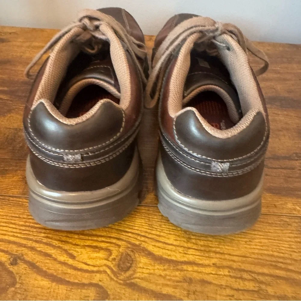 Skechers Men Relaxed Fit Leather Walking Shoes Brown Air Cooled‎ Memory Foam 8.5